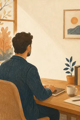 Thoughtful Professional Man in Sunlit Office