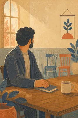 Professional Casual Man in Sunlit Community Room