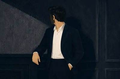 Professional Casual Man Portrait on Charcoal Wall