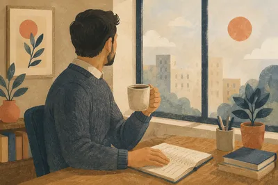 Thoughtful Professional Casual Man by Office Window