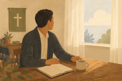 Thoughtful Professional Man in Sunlit Community Room