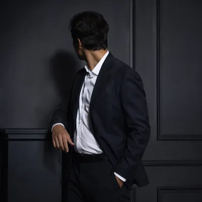 Professional Casual Man Portrait in Charcoal Studio