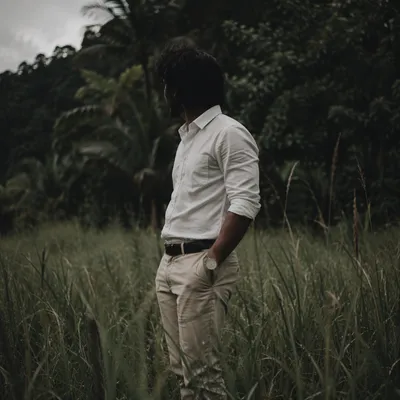 Professional Casual Man in Tropical Meadow