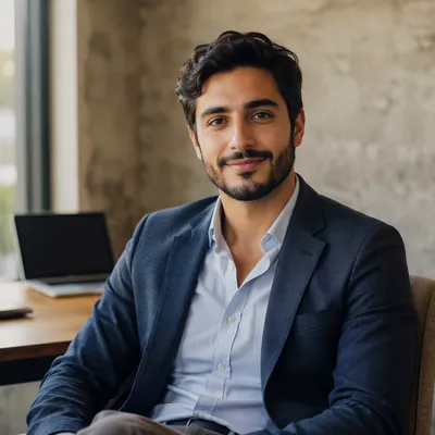 Confident Young Professional in Modern Studio