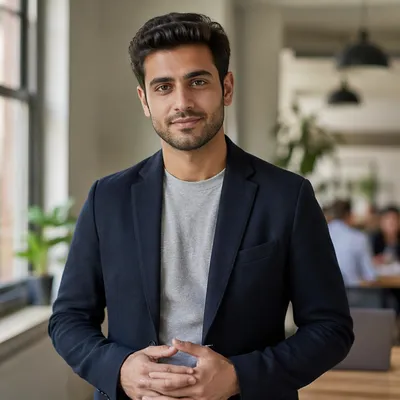 Confident Young Professional in Modern Workspace