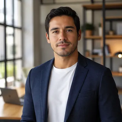 Confident Young Professional Man in Modern Studio