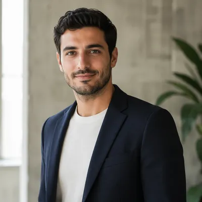 Confident Young Man in Modern Studio