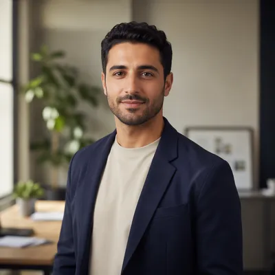 Confident Young Man in Modern Office