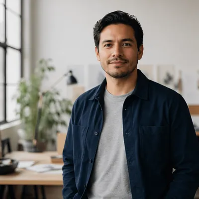 Confident Young Man in Modern Studio