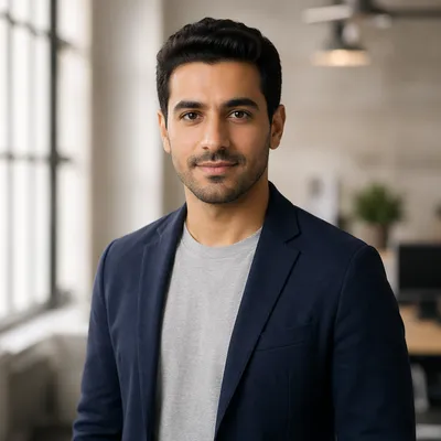 Confident Young Man in Modern Office
