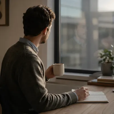 Thoughtful Professional Man by Office Window