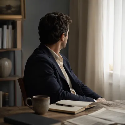 Professional Casual Man in Morning Study