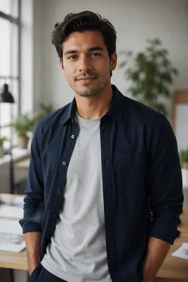 Confident Young Man in Studio Office