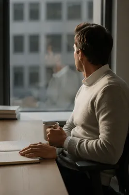 Thoughtful Professional Man by Office Window