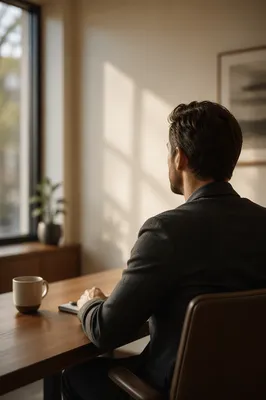 Professional Casual Man in Sunlit Office