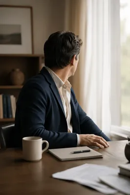 Professional Man in Quiet Morning Study