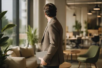 Professional Casual Man in Modern Lounge