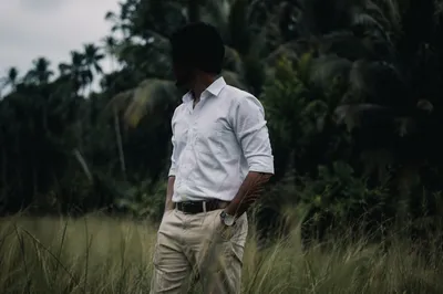 Professional Casual Man in Tropical Meadow