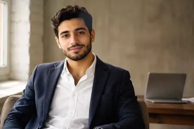 Confident Young Man in Modern Office