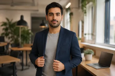Confident Young Man in Modern Workspace