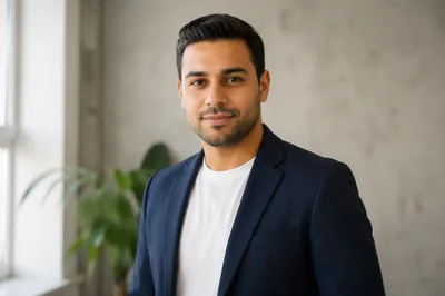Young Man in Navy Blazer Portrait