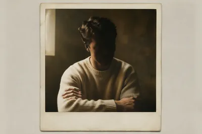 Vintage Casual Man Portrait in Soft Shadow