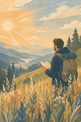 Solitary Man Contemplating at Mountain Overlook