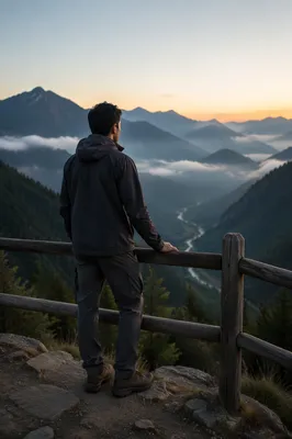 Man at Misty Mountain Overlook