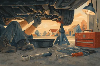 Mechanic Repairing Car in Warm Garage