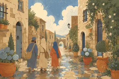 Contemplative European Stone Alleyway in Soft Light