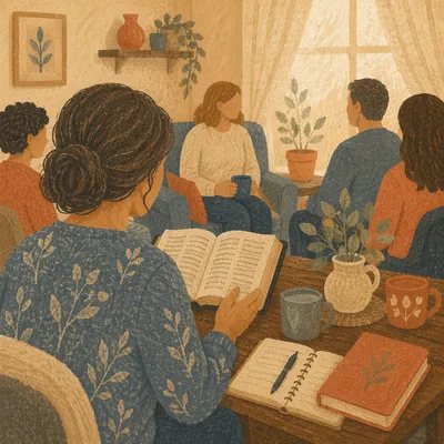 Woman Leading Bible Study at Home