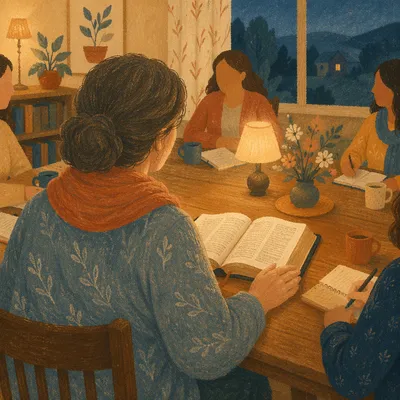 Middle Aged Woman Leading Bible Study