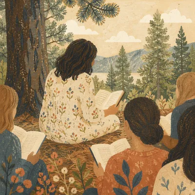 Woman Leading Outdoor Bible Study Circle