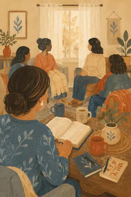 Woman Leading Cozy Home Bible Study