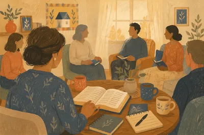 Woman Leading Bible Study at Home