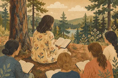 Woman Leading Outdoor Bible Study Circle