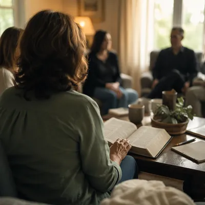 Woman Leading Bible Study at Home
