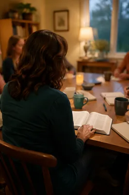 Middle Aged Woman Leading Bible Study