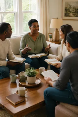 Middle Aged Woman Leading Bible Study