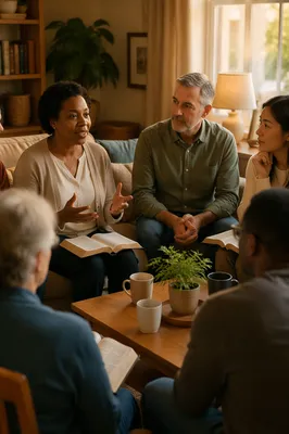 Middle Aged Woman Leading Bible Study
