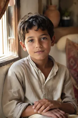 Curious Child Portrait by Sunlit Window