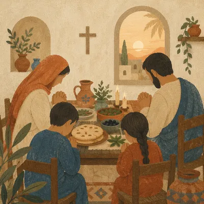 Middle Eastern Christian Family Prayer Dinner