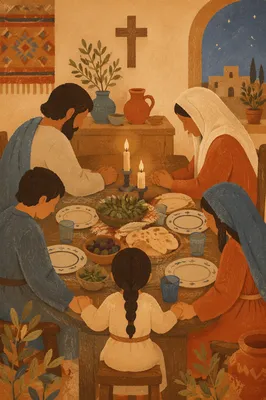 Middle Eastern Christian Family Prayer Dinner