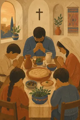 Middle Eastern Christian Family Prayer Dinner