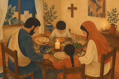 Middle Eastern Christian Family Prayer Dinner