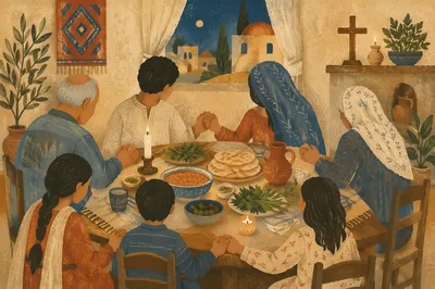 Middle Eastern Christian Family Prayer Dinner