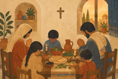 Middle Eastern Christian Family Prayer Dinner