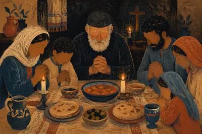Middle Eastern Christian Family Prayer Dinner