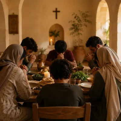 Middle Eastern Christian Family Prayer Dinner