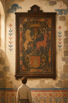 Visitor in Ancient Middle Eastern Church Interior